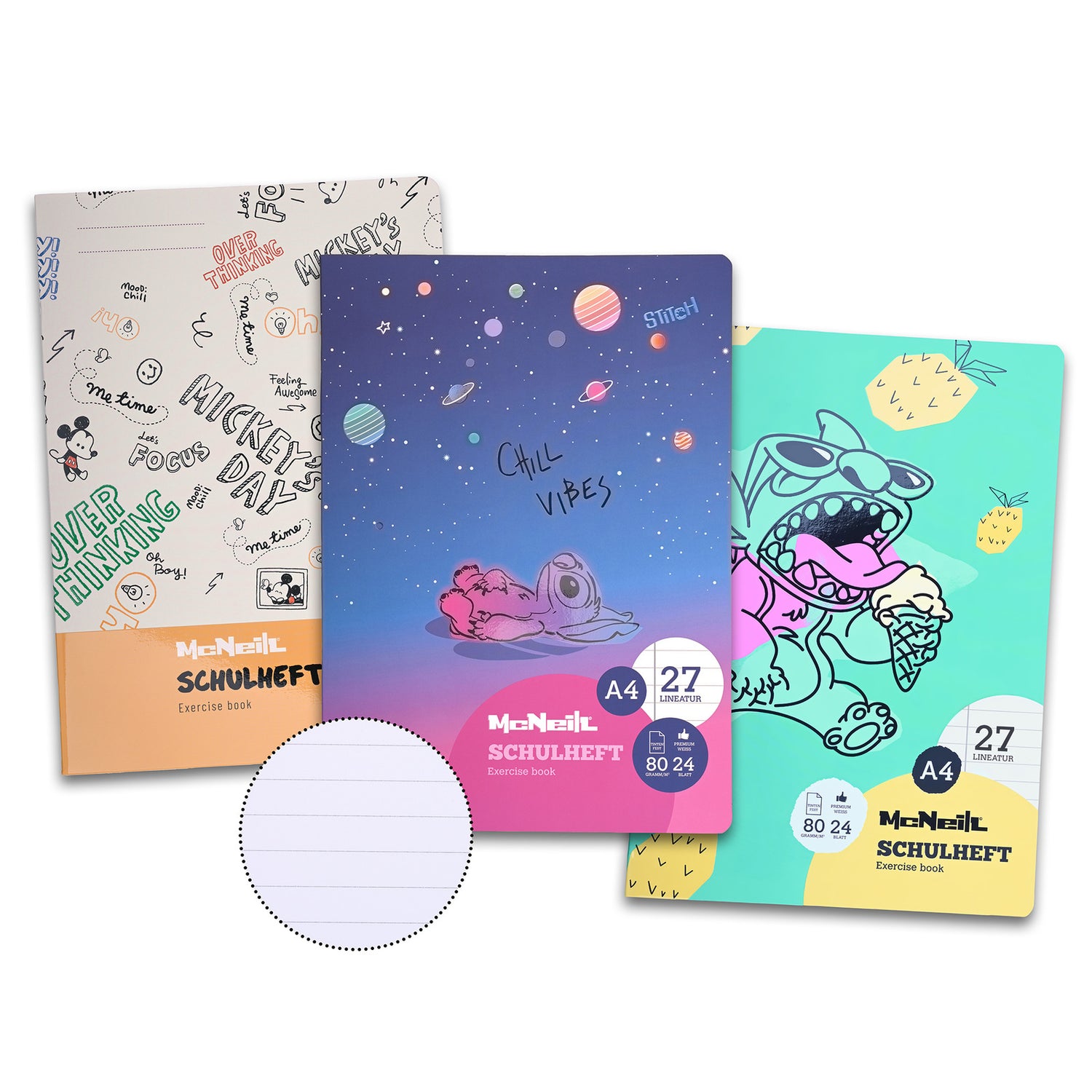 McNeill Schulheft DIN A4 mit Disney-Motiven, Lineatur 27, tintenfestes FSC®-Papier und glänzender Umschlag – perfekt für Schule & Superhelden-Fans